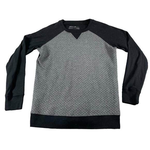 Eddie Bauer Sweater Womens Medium Black Gray Legendwash Long Sleeve Crew Neck - Picture 1 of 8